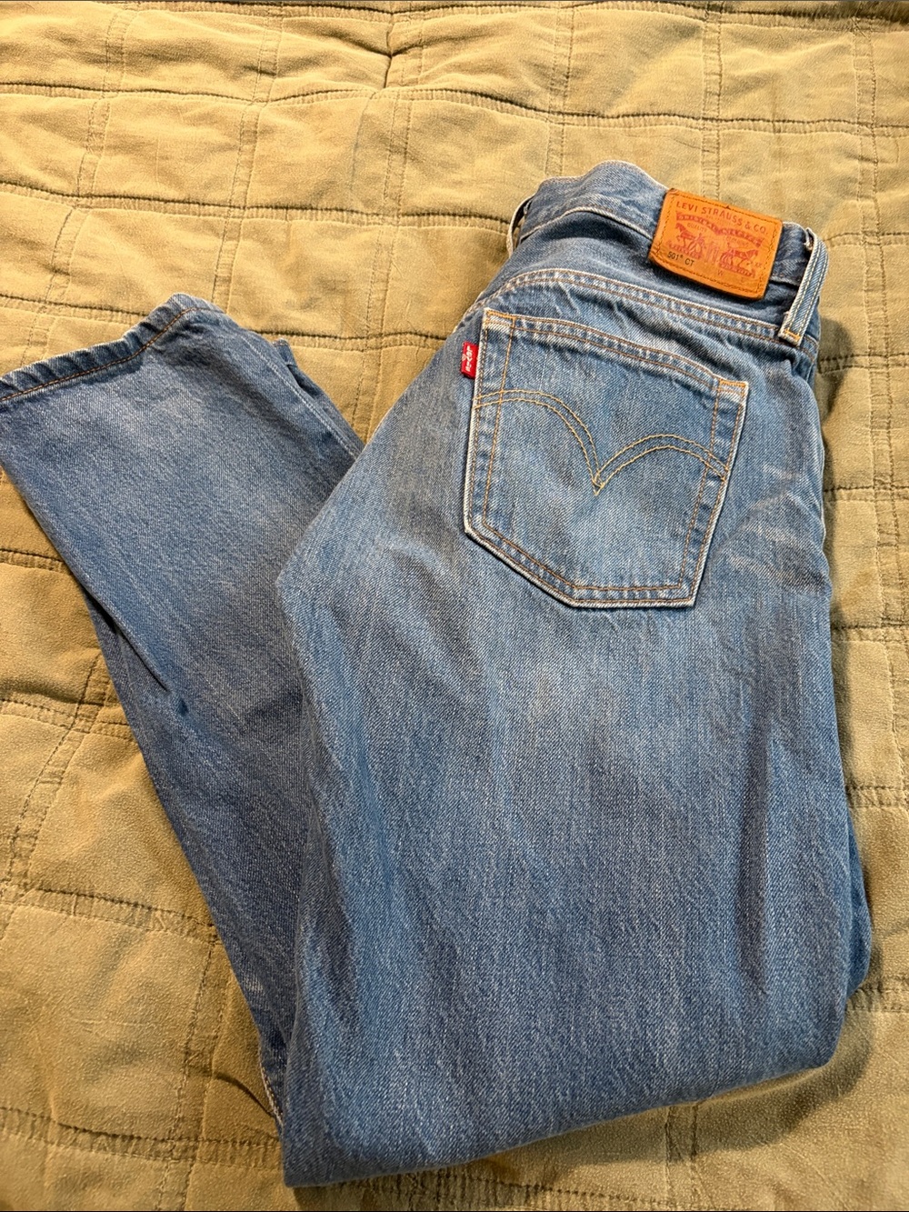 Levi's Blue Straight Jeans with Leather Patch
